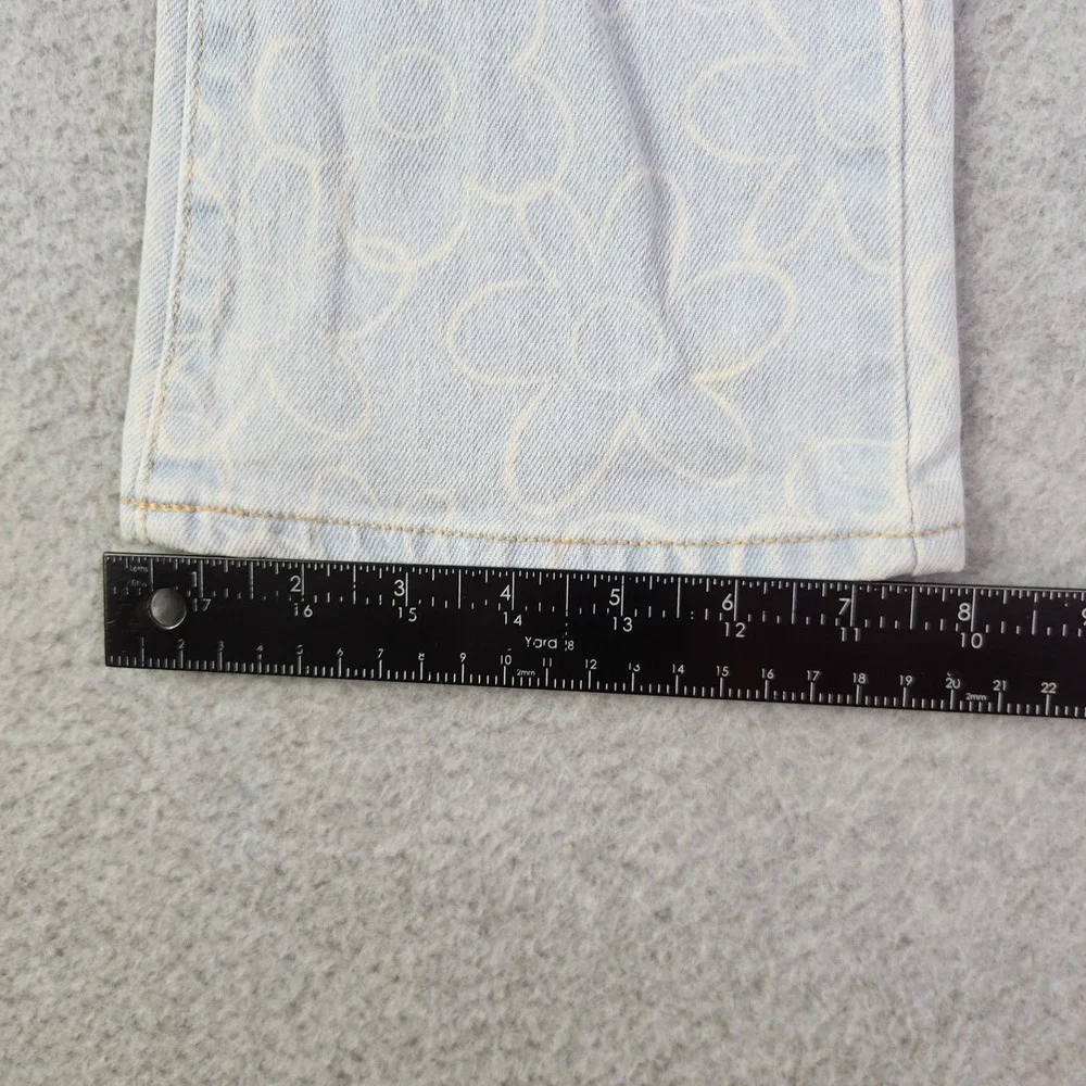 Old Navy Flare Jeans Girls Size 10 Blue Denim Floral High Rise‎ Adjustable Waist